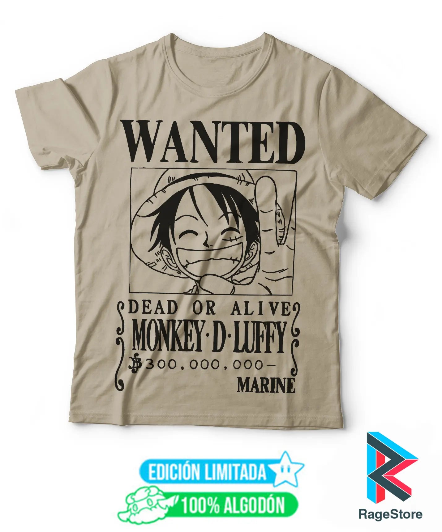 Wanted Luffy - One Piece (100% algodón)