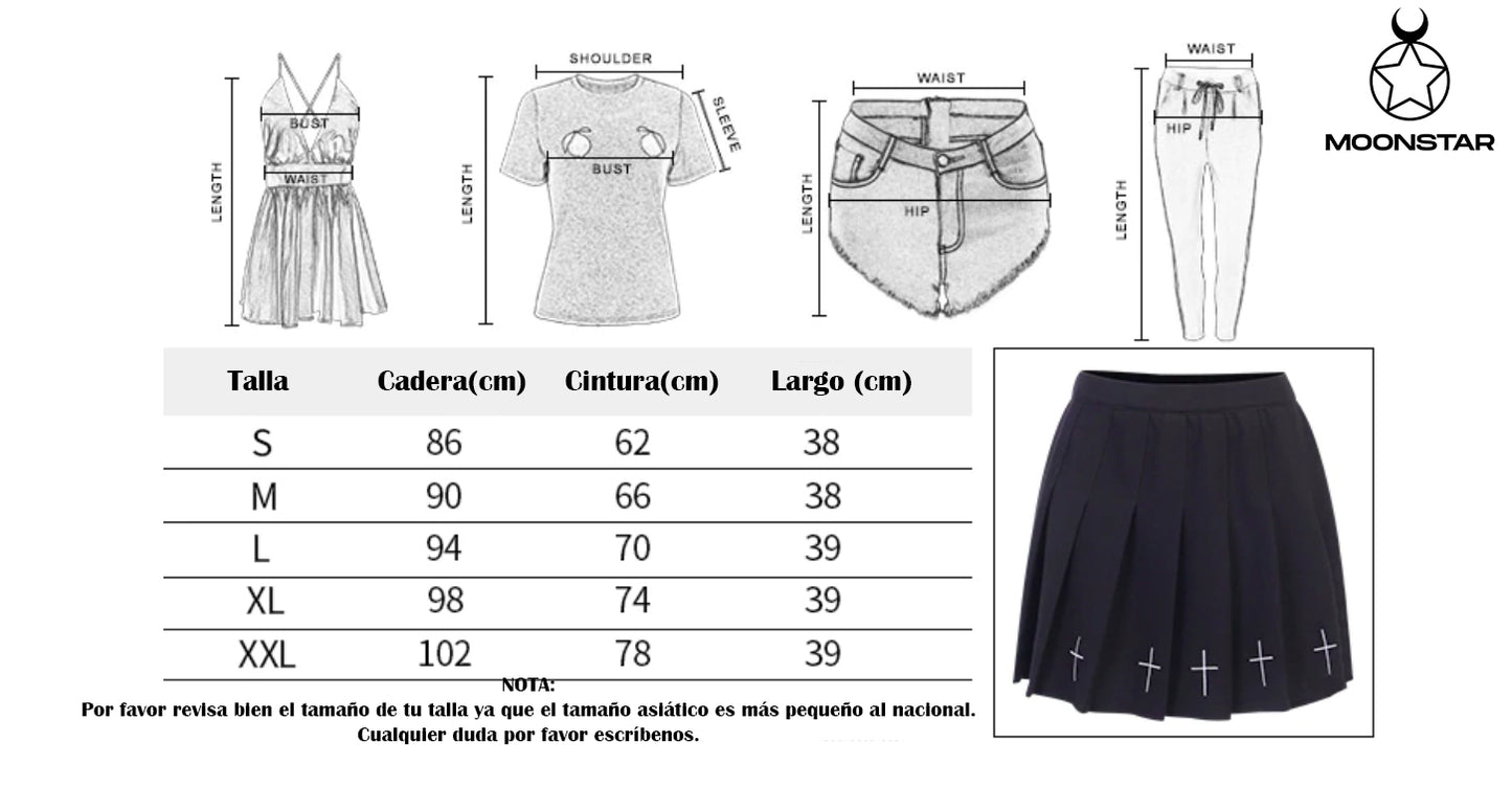 Falda Negra de cruces con pantaloneta/licra - Moonstar