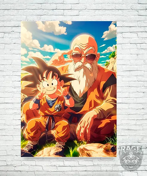 Póster Goku pequeño y maestro Roshi (Papel Foto o Metálico)