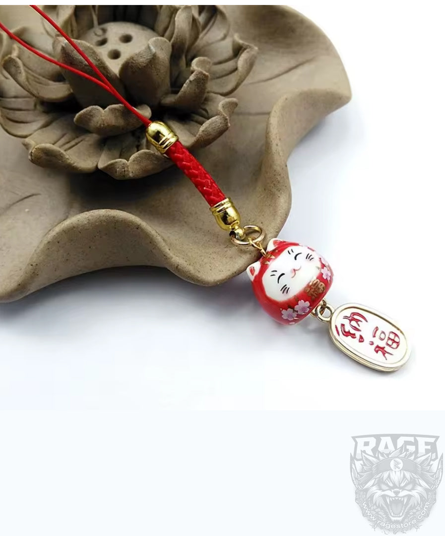 Colgante gatito de la suerte - Llavero de Gato rojo