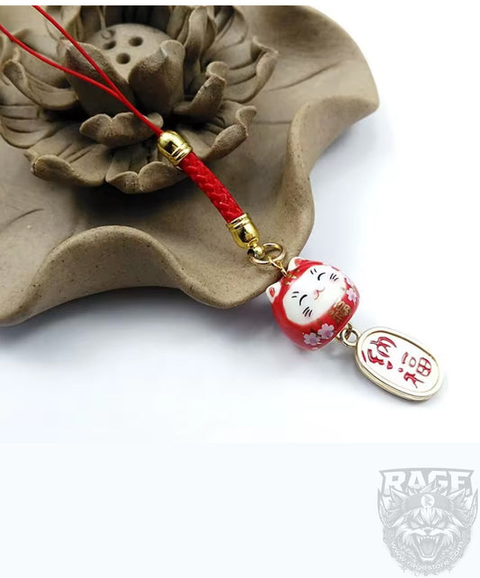 Colgante gatito de la suerte - Llavero de Gato rojo