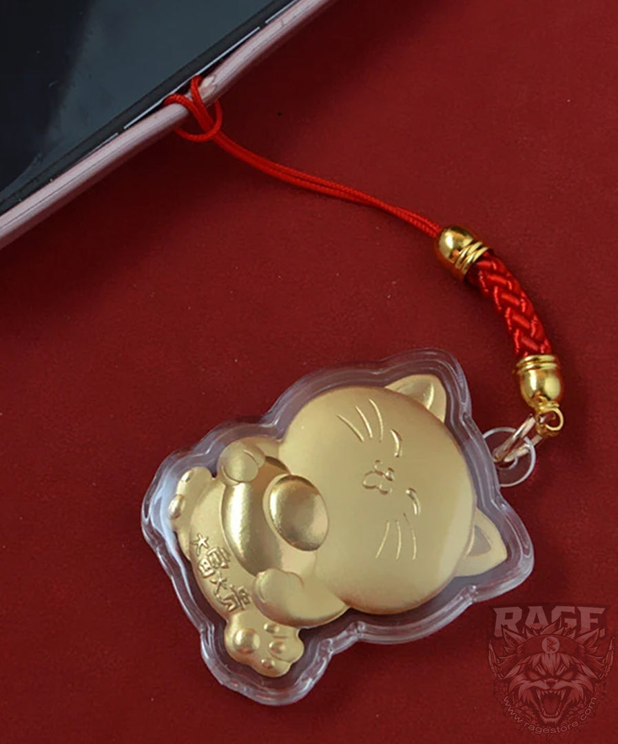 Amuleto de la suerte - Llavero de Gato dorado