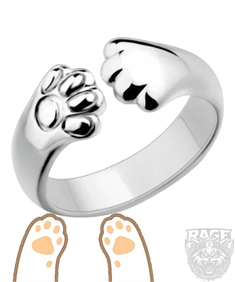 Anillo de patitas de Gato (Plateado)