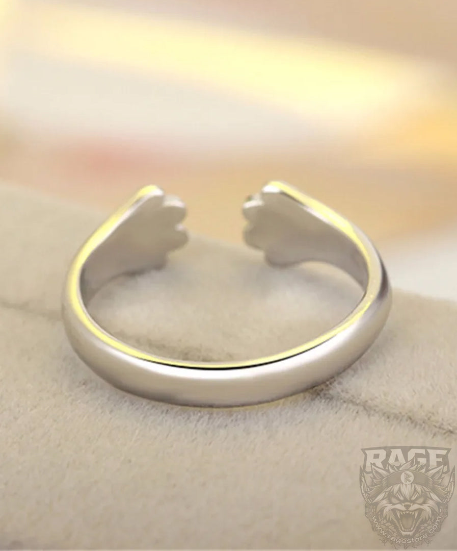 Anillo de patitas de Gato (Plateado)