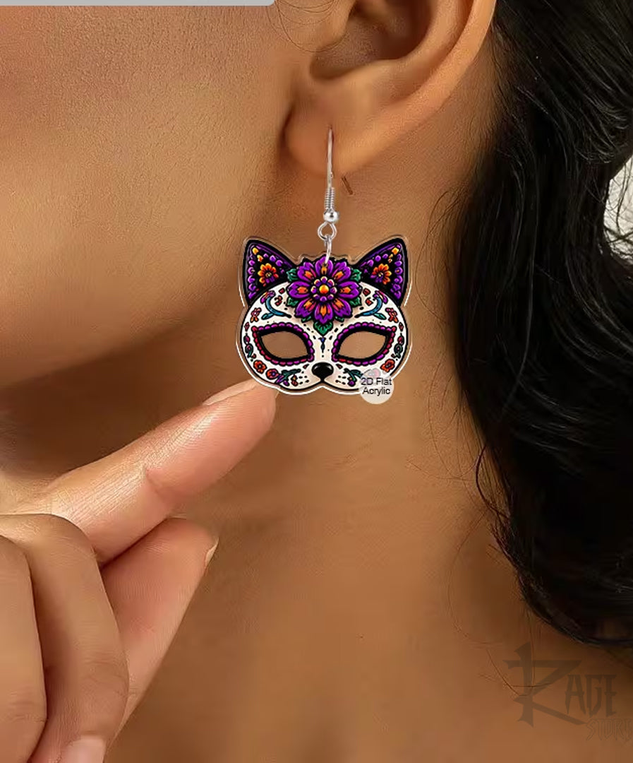 2x Aretes de Máscaras de Gato colorido