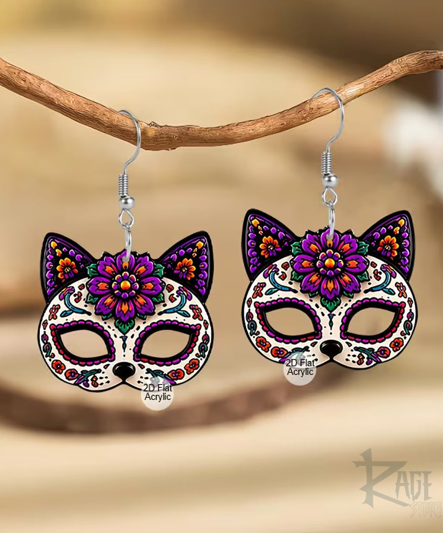 2x Aretes de Máscaras de Gato colorido
