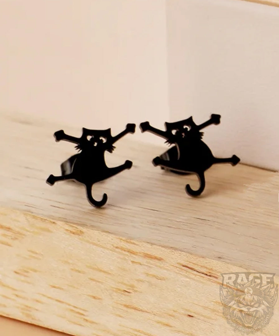 2x Aretes de Gato Atropellado (negro)
