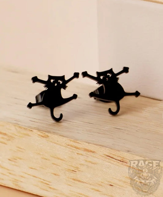 2x Aretes de Gato Atropellado (negro)