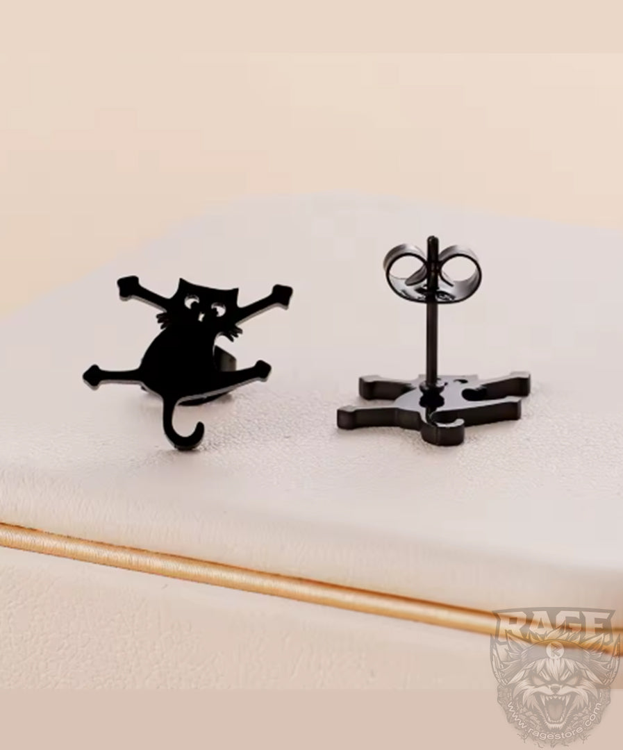 2x Aretes de Gato Atropellado (negro)