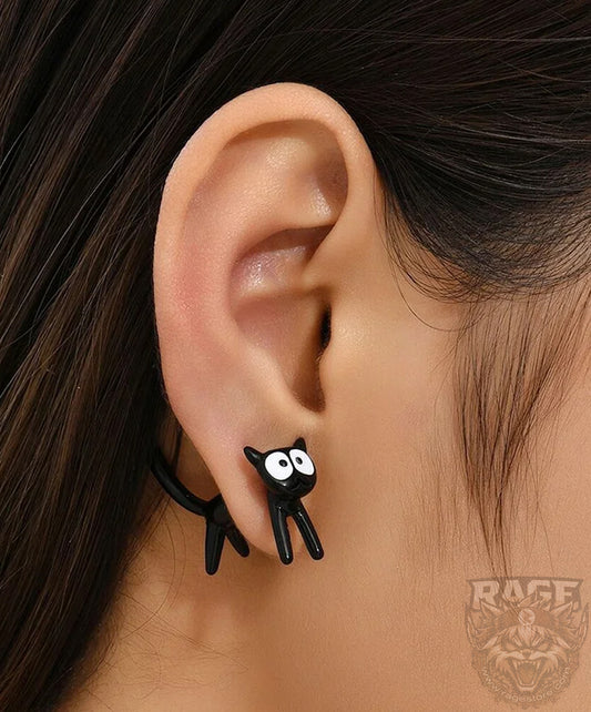 2x Aretes de Gato asustado