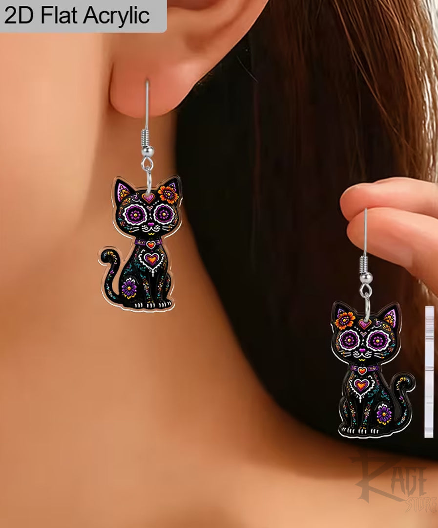 2x Aretes de Gato Negro colorido v2