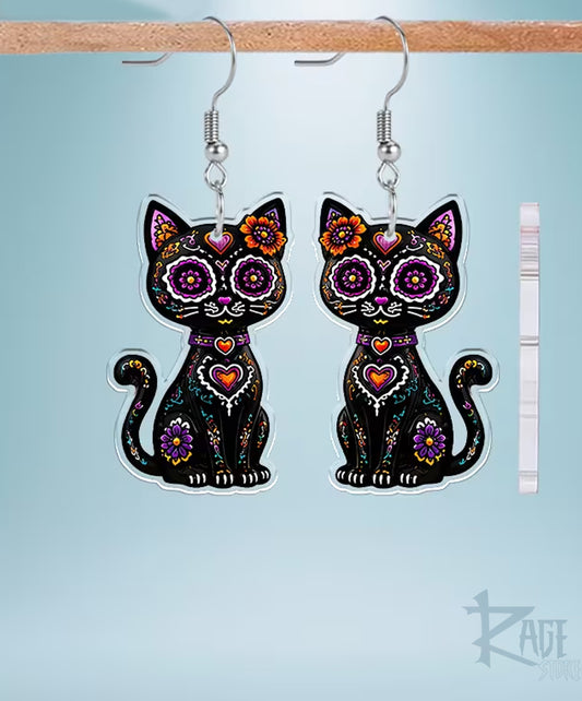 2x Aretes de Gato Negro colorido v2