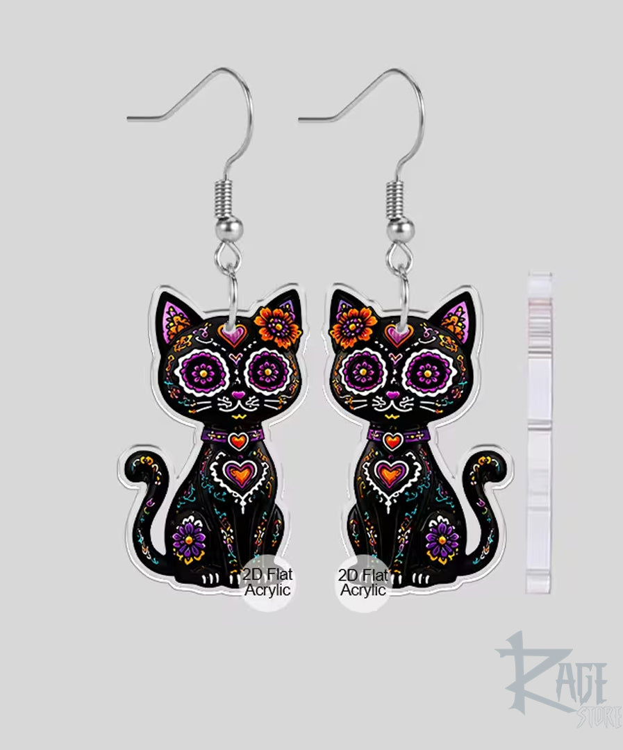 2x Aretes de Gato Negro colorido v2
