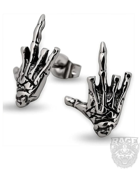 2x Aretes dedo de enmedio de Calavera