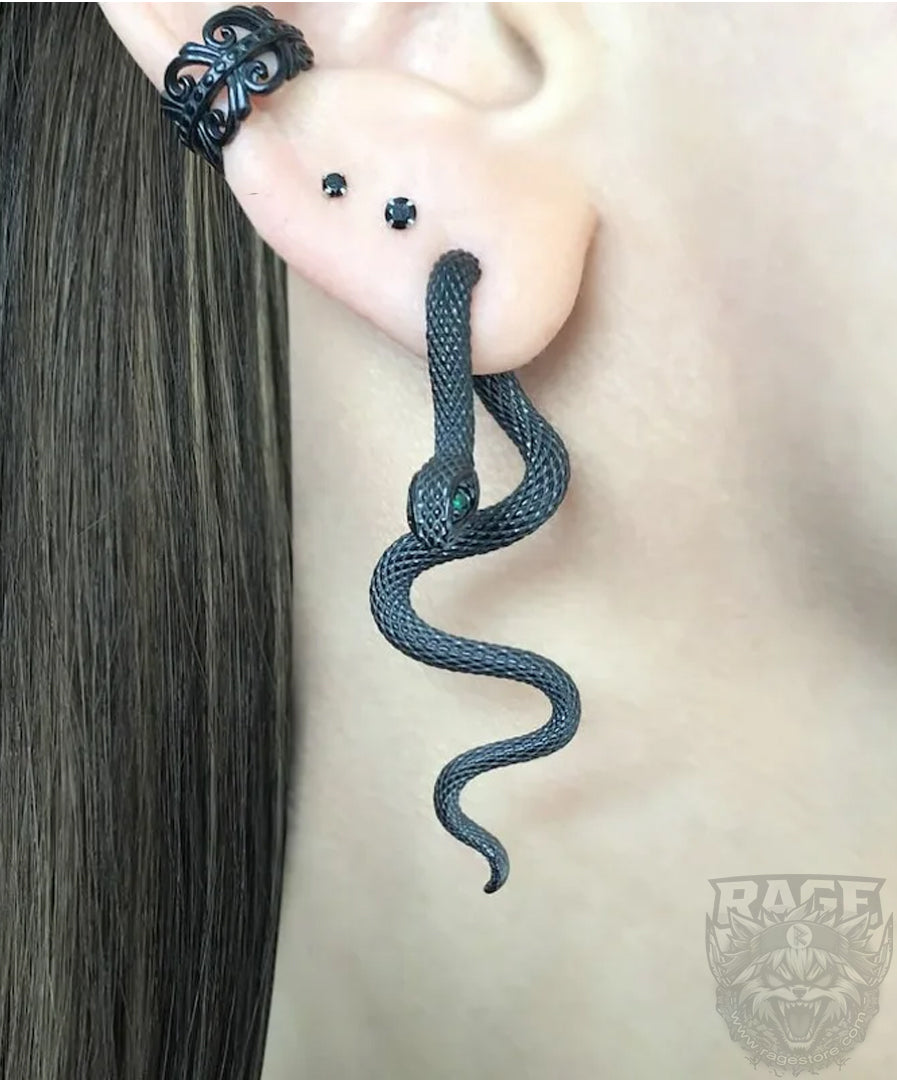 2x Aretes de Serpientes Negras