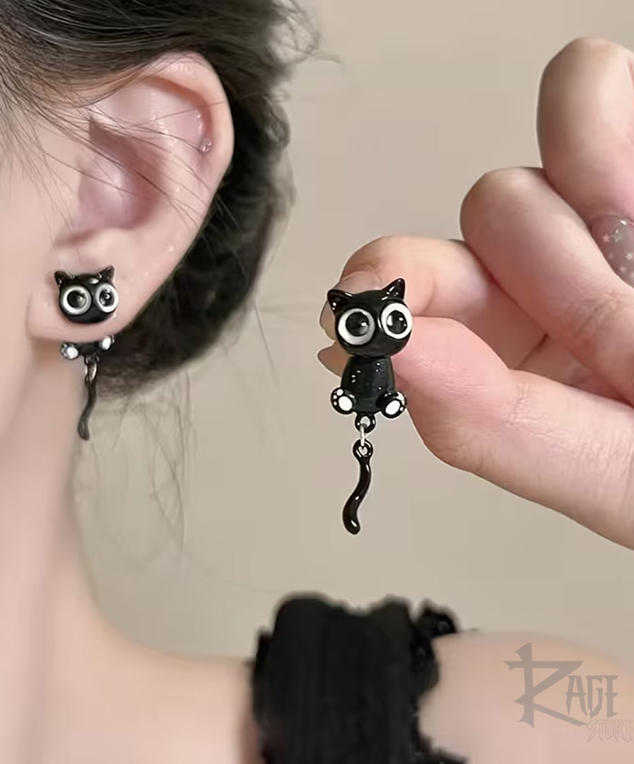 Aretes de Gatido negro con ojotes 2x