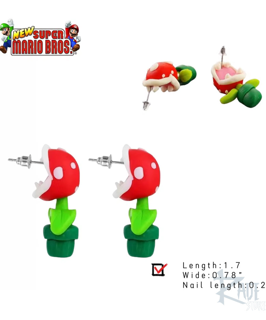2x Aretes de Planta Piraña - Mario bros