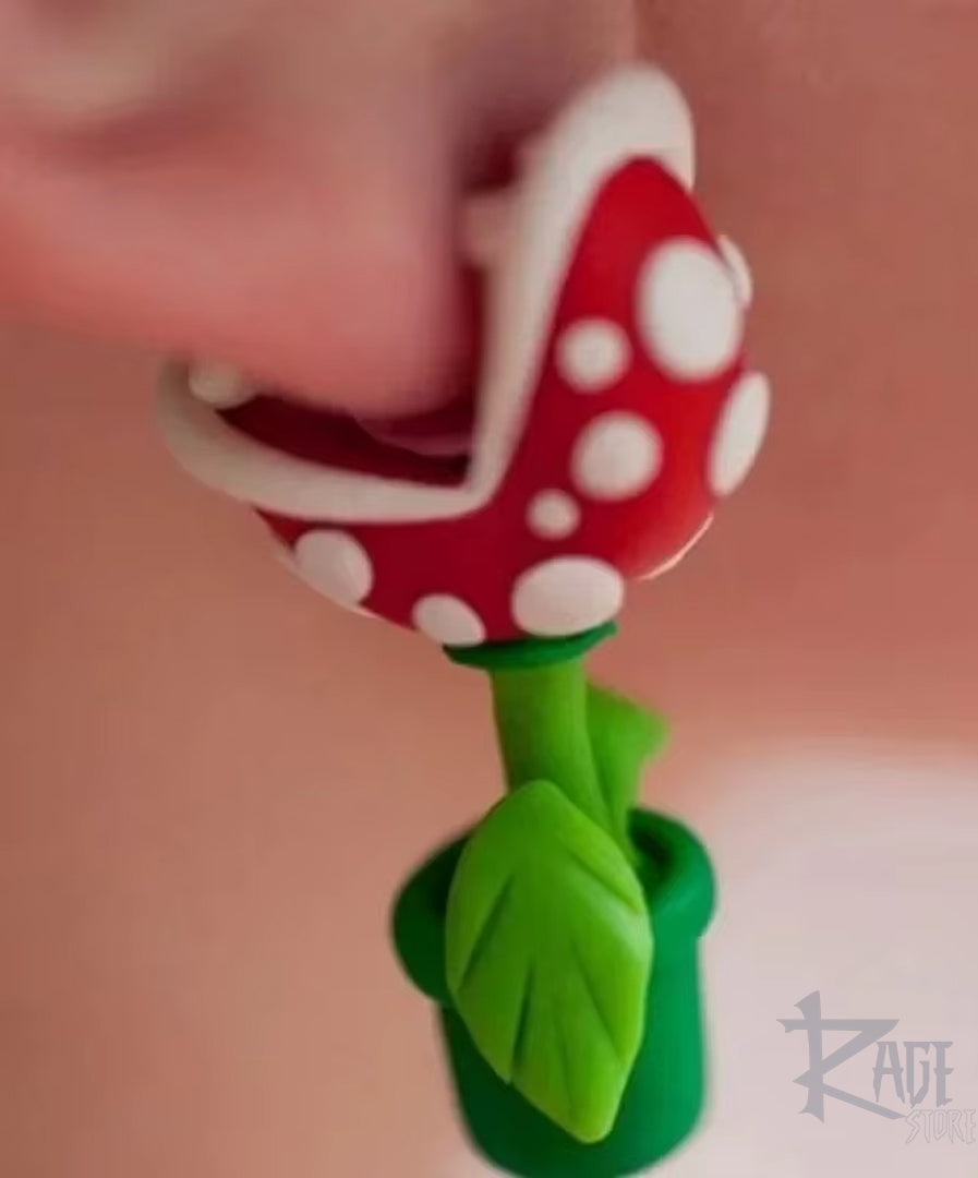 2x Aretes de Planta Piraña - Mario bros