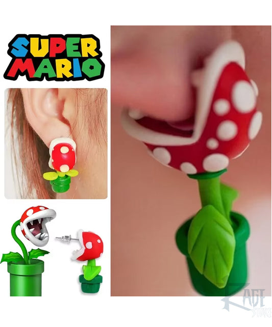 2x Aretes de Planta Piranha - Mario bros