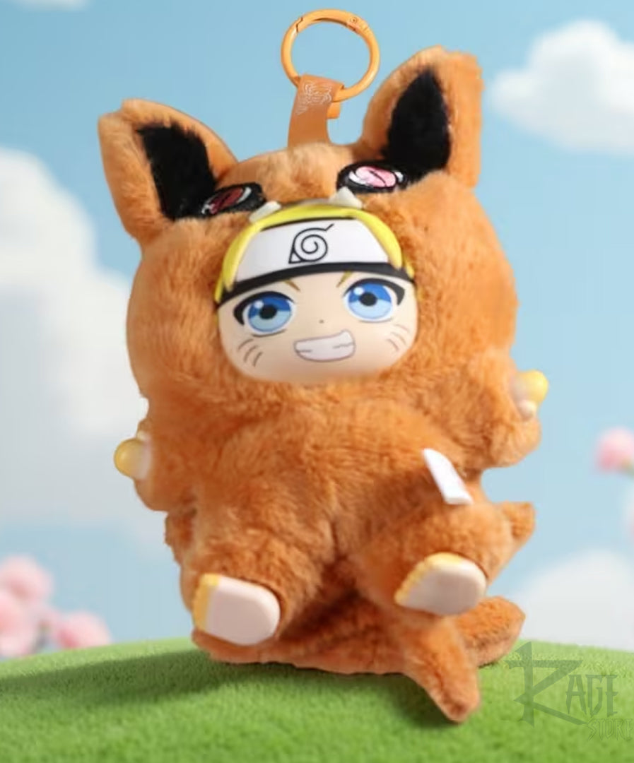 Naruto Uzumaki y Kurama chibi llavero de peluche Bag Charm estilo Labubu