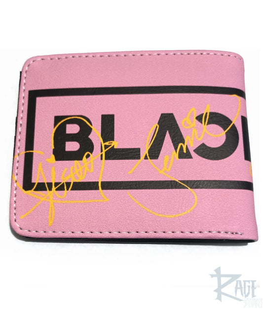 Billetera Blackpink firmas amarillas (Rosa y Negro)