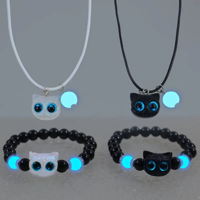 Set Collares y pulseras Chimuelo y Furia Luminosa (2 pulseras y 2 collares) - Para parejas o BFF