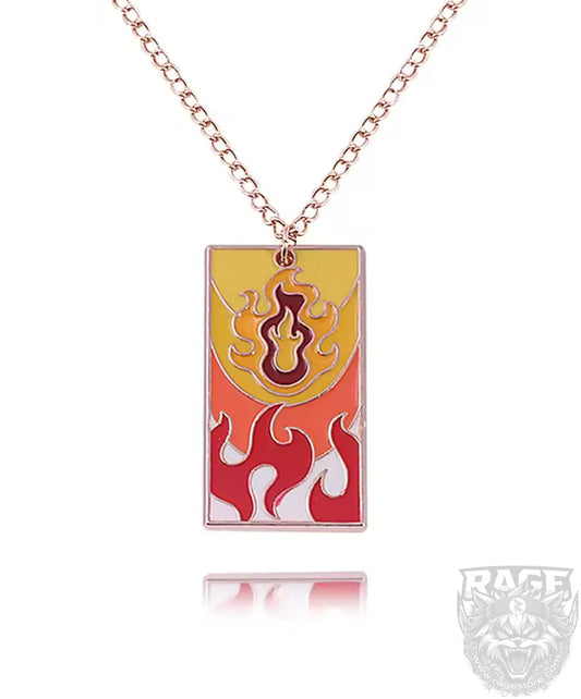 Collar Rengoku Fuego metálico - Kimetsu No Yaiba