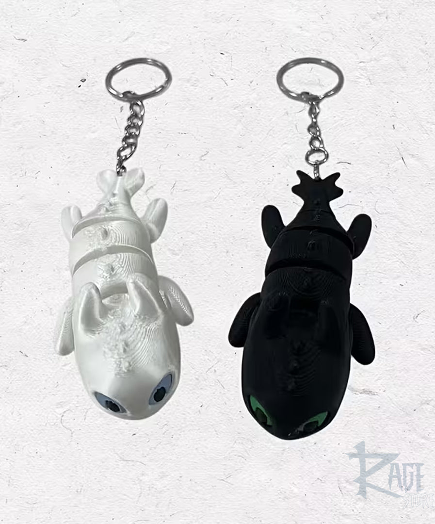 2x kit de llaveros Dragones Articulados - Chimuelo y furia Luminosa