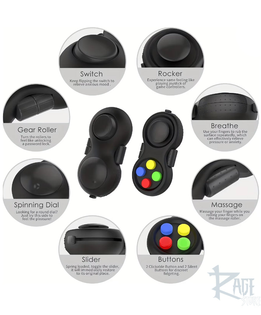Fidget antiestrés - anti ansiedad estilo control Gaming Negro