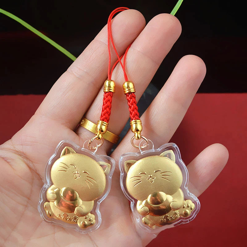 Amuleto de la suerte - Llavero de Gato dorado