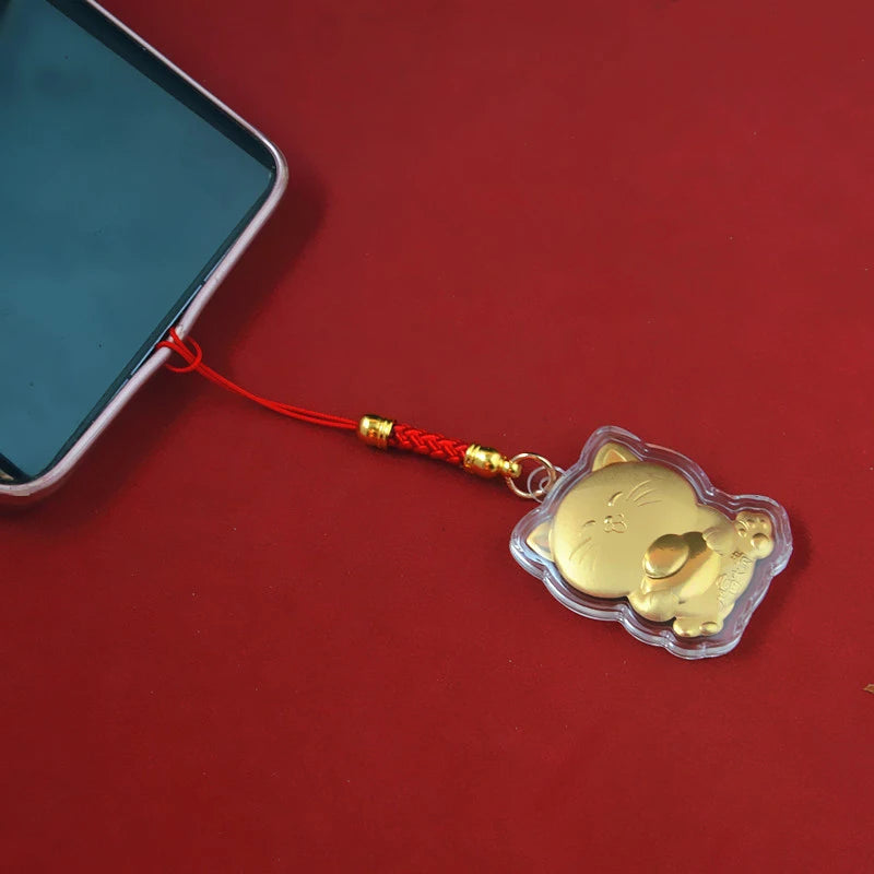 Amuleto de la suerte - Llavero de Gato dorado