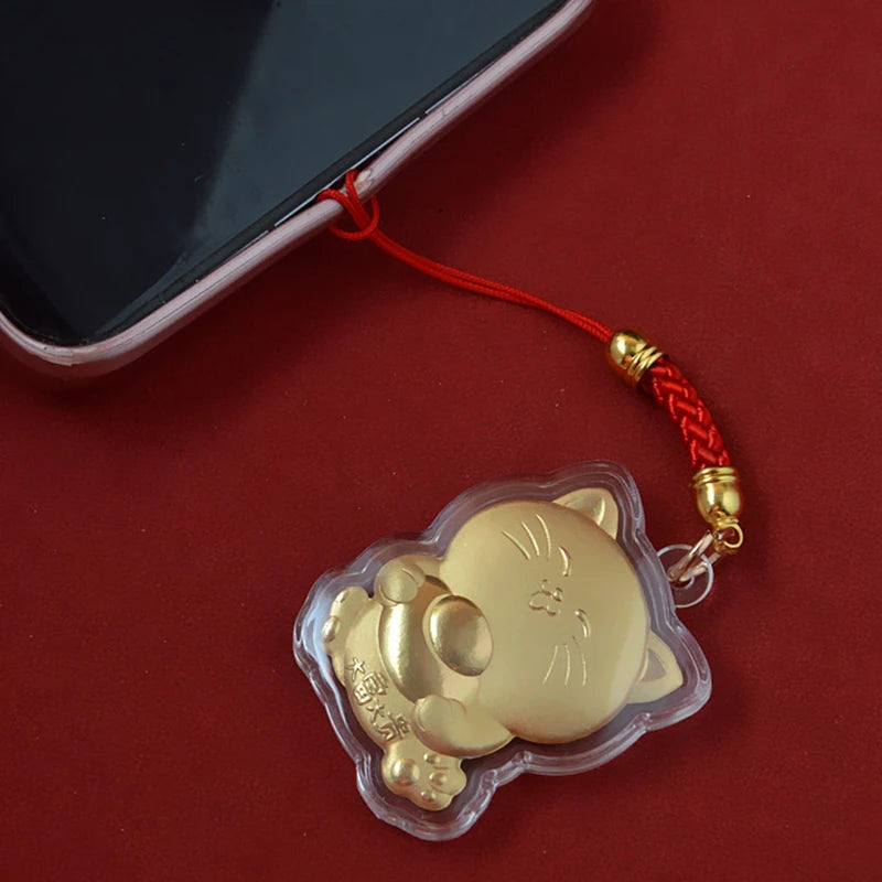 Amuleto de la suerte - Llavero de Gato dorado