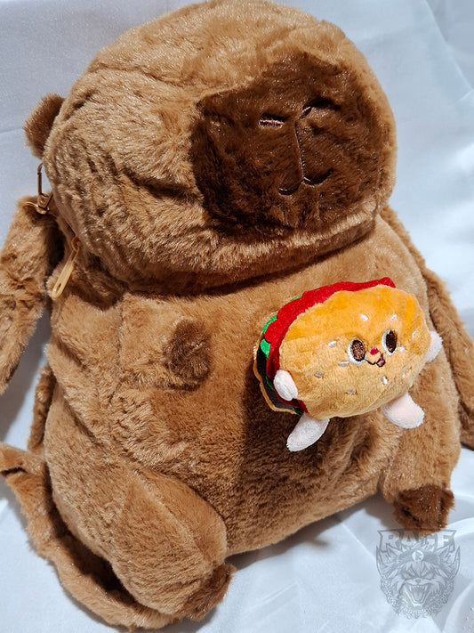 Mochila de peluche de Capibara Con Hamburguesa