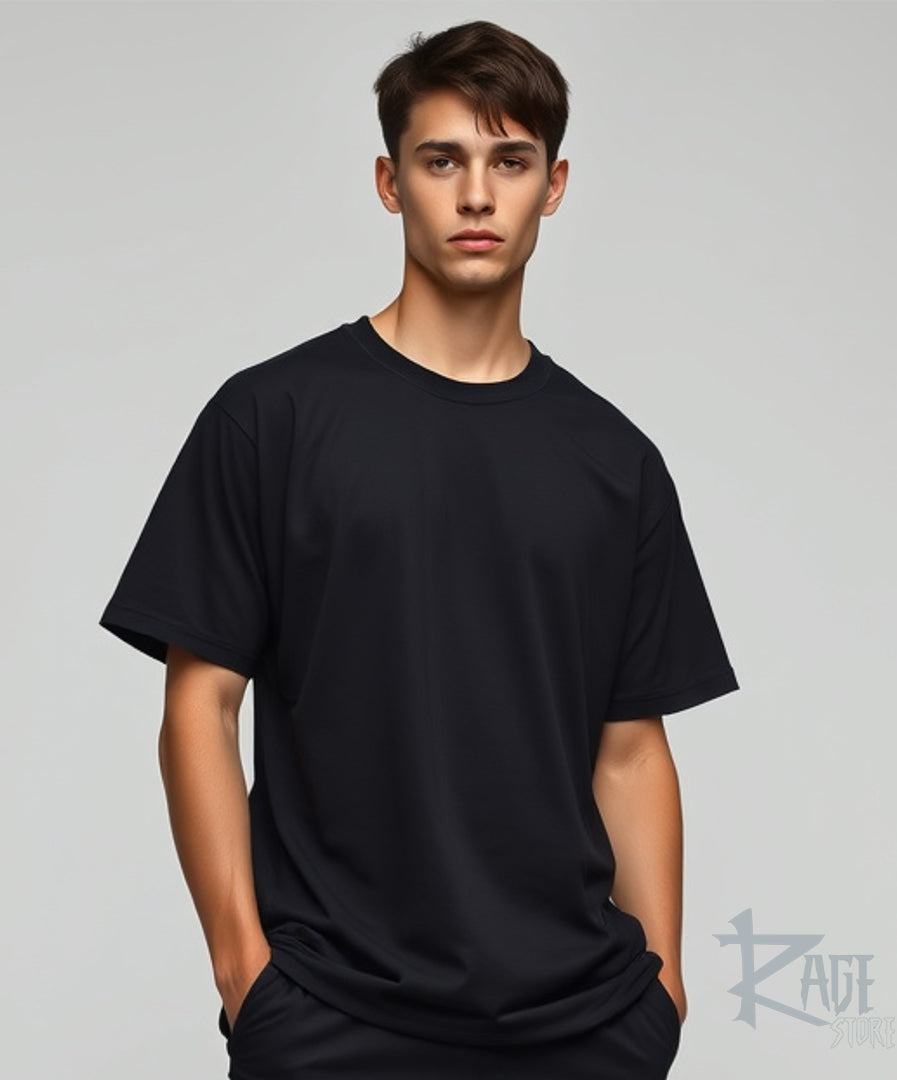 Playera Negra Oversized 100% algodón (Sin impresión)