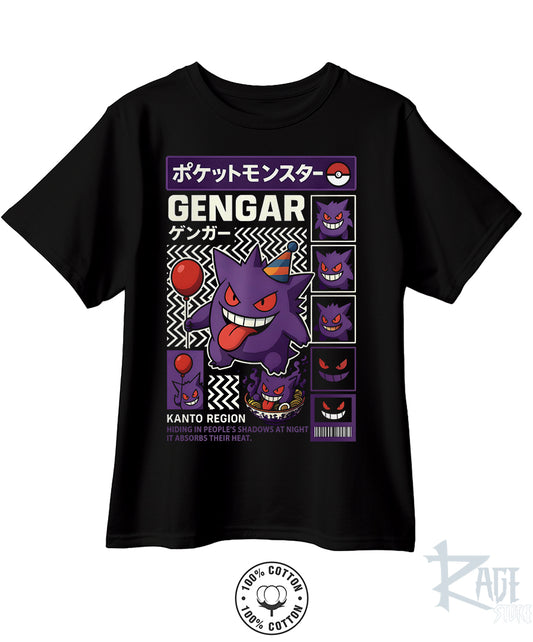 Gengar fiesta (dtg) Playera 100% algodón
