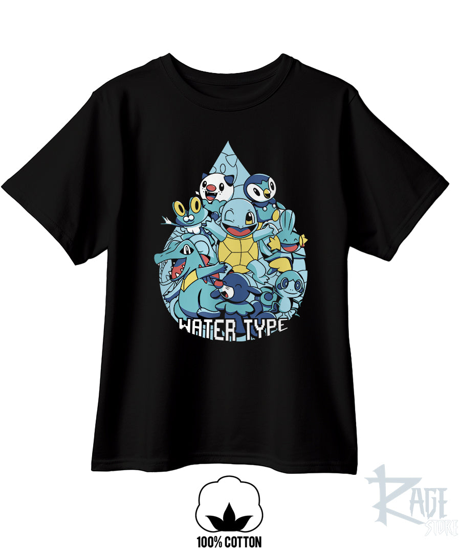 Water Type (dtg) Playera 100% algodón - Pokemon