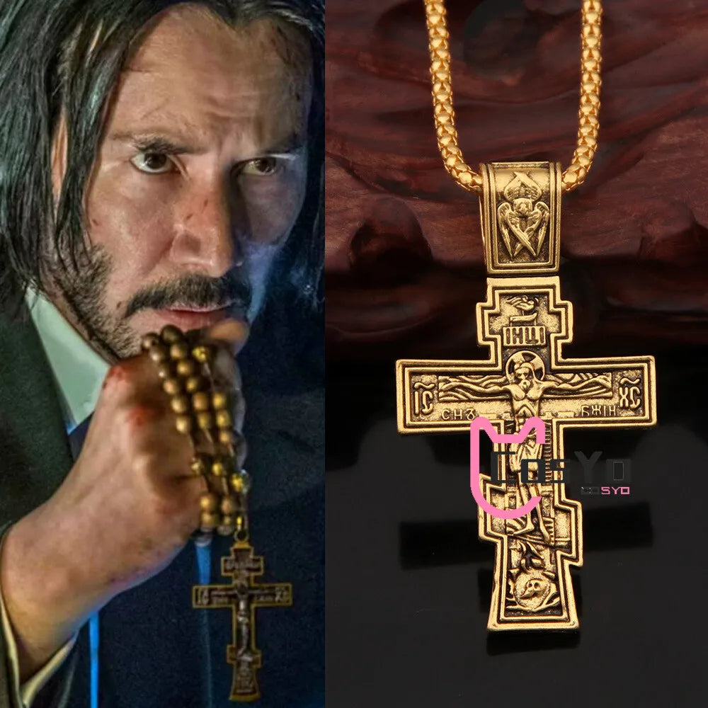 Collar de cruz dorado -  John Wick