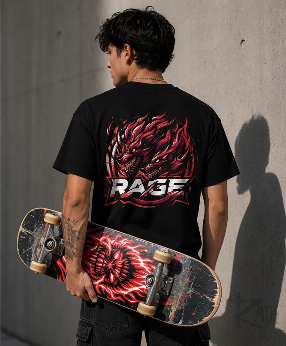 Dragones Rage -Playera negra 100% algodón oficial (dtg)