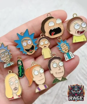 1x Dije de caras de personajes de Rick y Morty